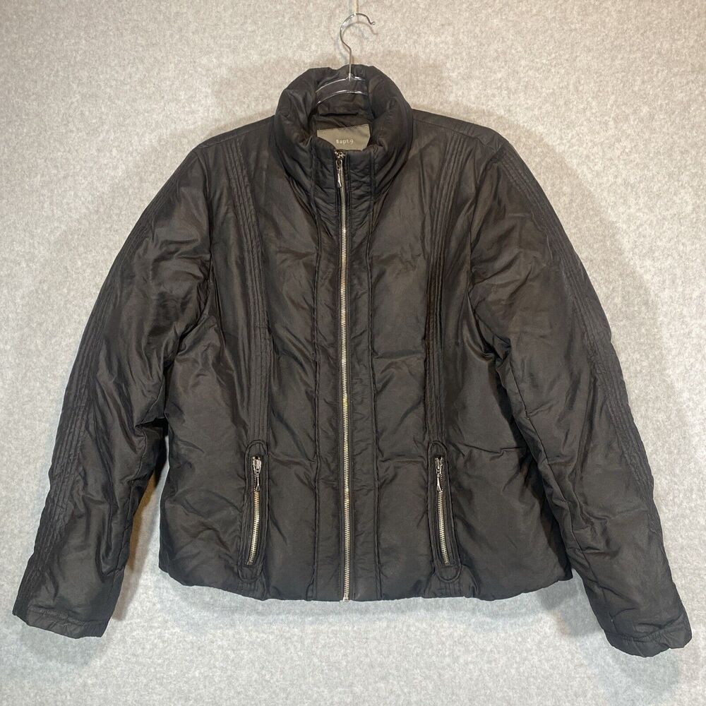 Apt. 9 Womens XL Black Puffer Jacket Down Filled Coat